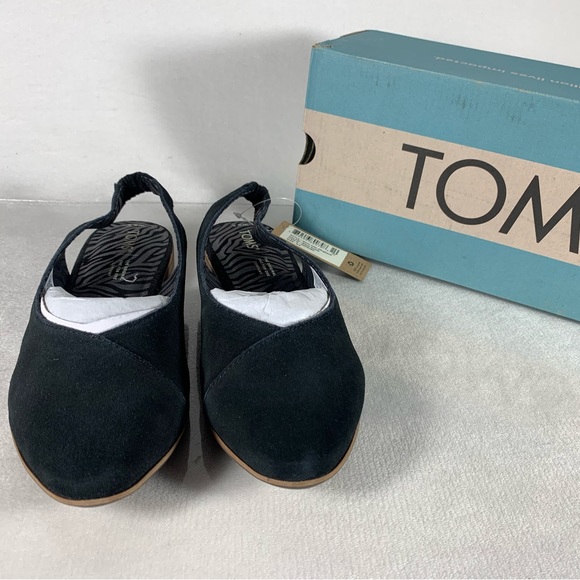 NIB TOMS Women’s Julie Slingback Flat in Black Suede Size 8.5 - Picture 4 of 11